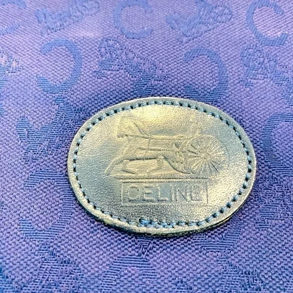 VINTAGE Celine Jacquard C Fabric & Leather Handbag Tote